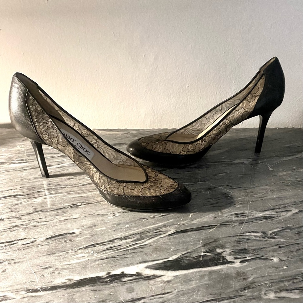 Jimmy Choo Black Lace Women's Heels